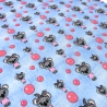 Stoff Baumwolle Jersey Mäuse Bubbles jeans hellblau grau rosa