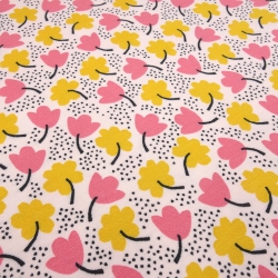 Stoff Modal Jersey Blumenmuster Design zartrosa pink gelb schwarz