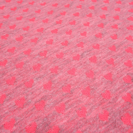 Stoff Baumwolle Jersey Herzen pink rosa melange Kleiderstoff