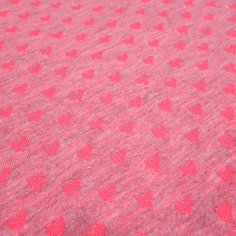 Stoff Baumwolle Jersey Herzen pink rosa melange Kleiderstoff