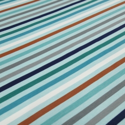 Stoff Baumwolle Jersey 5mm Streifen grün türkis blau braun bunt