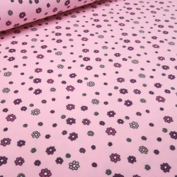 Stoff Baumwolle Jersey Blumenmuster Streublumen rosa pink schwarz
