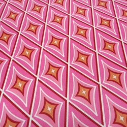 Stoff 100% Baumwolle Popeline Circus Diamond Karo pink rosa weiß 