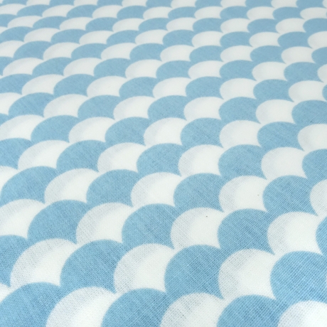 Stoff Baumwolle Popeline grafischen Muster Schuppen blau weiß