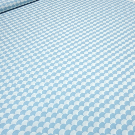 Stoff Baumwolle Popeline grafischen Muster Schuppen blau weiß