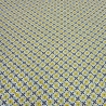 Stoff Baumwolle Popeline Ornamente Blumen curry grau weiß blau
