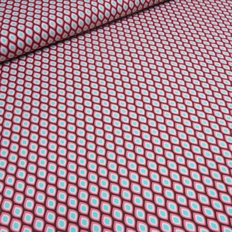 Stoff Baumwolle Jersey Tropfen grafische Muster braun rosa mint