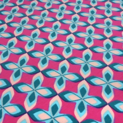 Stoff Baumwolle Jersey retro Blumenmuster pink petrol mint nude