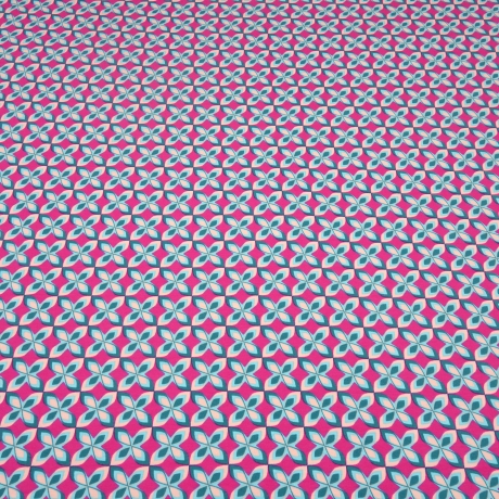 Stoff Baumwolle Jersey retro Blumenmuster pink petrol mint nude