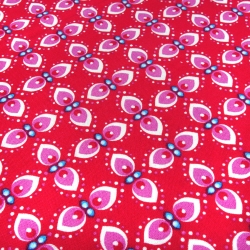 Stoff Baumwolle Popeline retro Blumenmuster Design rot rosa weiß