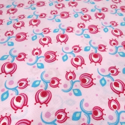 Stoff Baumwolle Popeline Tulpen Blumenmuster rosa pink türkis