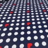 Stoff Baumwolle Jersey Punkte Herzen blau weiß rot Kleiderstoff