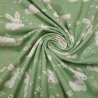 Stoff Baumwolle Jersey Hasen Häschen Blumen grün weiß rosa