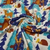 Stoff Baumwolle Jersey Waldtiere Reh Bär Füchse beige blau bunt