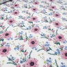 Stoff Baumwolle Jersey Blumen Blüten weiß rosa grün gelb blau