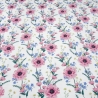 Stoff Baumwolle Jersey Blumen Blüten weiß rosa grün gelb blau
