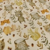Stoff Baumwolle French Terry Waldtiere Bären Füchse beige braun