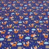 Stoff Baumwolle Jersey Fuchs Füchse Pilze blau orange weiß bunt