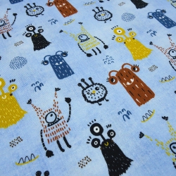 Stoff Baumwolle Jersey Monster Design türkis bunt Kinderstoff