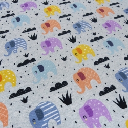 toff Baumwolle Jersey Elefanten grau orange curry blau grau bunt