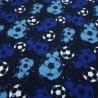 Stoff Baumwolle Jersey Fußball Football Ball marine blau weiß