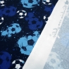Stoff Baumwolle Jersey Fußball Football Ball marine blau weiß