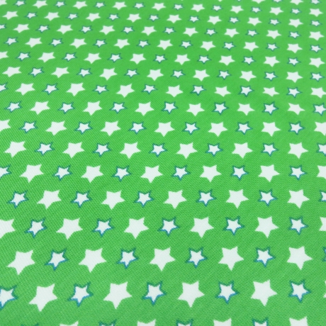 Stoff Baumwolle Jersey Sterne Stars grün weiß blau Kinderstoff