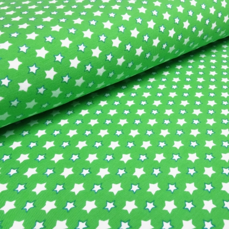 Stoff Baumwolle Jersey Sterne Stars grün weiß blau Kinderstoff