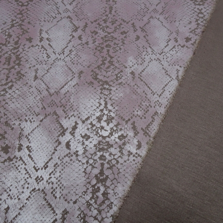 Stoff Stretch Querstretch Schlangen Prägedruck Design braun lila