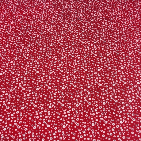 Stoff Baumwolle Popeline Streublumen Blumen rot weiß Blusenstoff