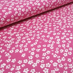 Stoff Baumwolle Popeline Streublumen Blumen pink weiß Blusenstoff