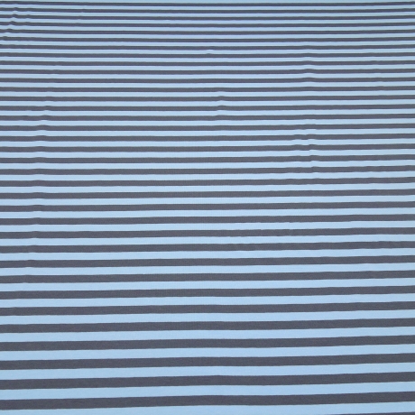Stoff Baumwolle Jersey 1 cm Streifen Design blau grau gestreift