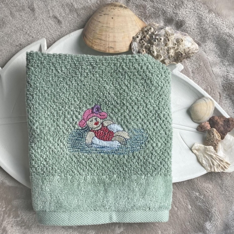 Badefrau mit Schwimmreifen Stickdatei mit Applikation