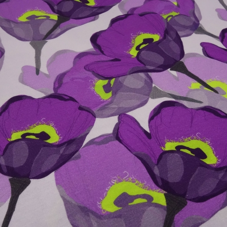 Stoff Viskose Jersey Flowers Blumen flieder violett lila grün