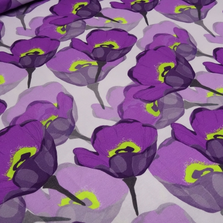 Stoff Viskose Jersey Flowers Blumen flieder violett lila grün