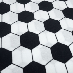 Stoff Baumwolle Popeline Fußball Design schwarz weiß Kinderstoff