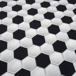 Stoff Baumwolle Popeline 3D Fußball Design schwarz weiß grau