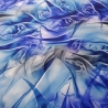 Stoff Viskose Blusenstoff abstrak royalblau blau weiß grau sw