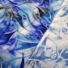 Stoff Viskose Blusenstoff abstrak royalblau blau weiß grau sw