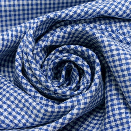 Stoff Baumwolle Zefir Karo 2 mm blau weiß Kleiderstoff