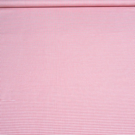 Stoff Baumwolle 2 mm Zefir Karo rosa weiß kariert Kleiderstoff