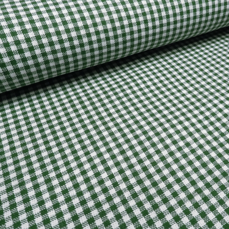 Stoff Baumwolle Zefir Karo 2 mm tanne dunkelgrün weiß kariert 