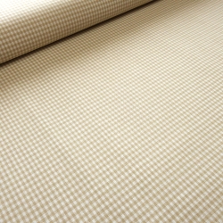 Stoff Baumwolle 2 mm Zefir Karo beige weiß kariert Kleiderstoff