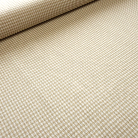 Stoff Baumwolle 2 mm Zefir Karo beige weiß kariert Kleiderstoff