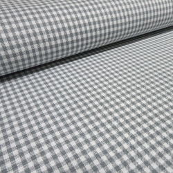 Stoff 100% Baumwolle 2 mm Zefir Karo weiß hellgrau kariert