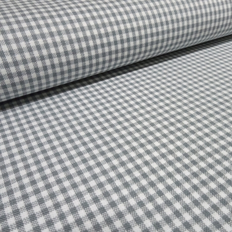 Stoff 100% Baumwolle 2 mm Zefir Karo weiß hellgrau kariert