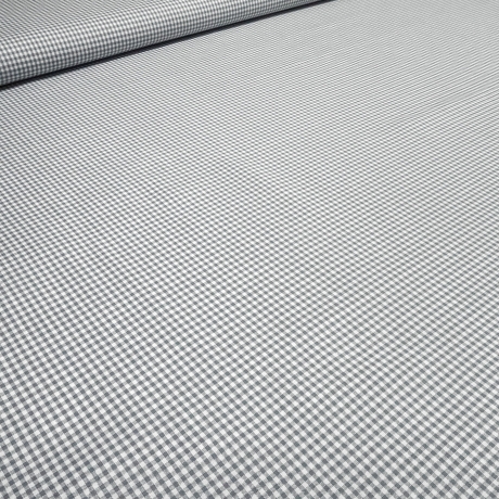 Stoff 100% Baumwolle 2 mm Zefir Karo weiß hellgrau kariert