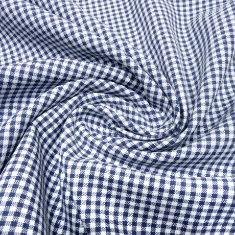 Stoff Baumwolle Zefir Karo 2 mm dunkel blau weiß Kleiderstoff