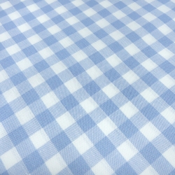 Stoff 100% Baumwolle Zefir Karo 1 cm hellblau weiß kariert