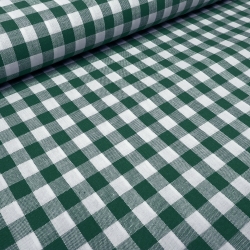 Stoff Baumwolle Zefir Karo 1 cm tanne dunkelgrün weiß kariert 